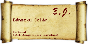 Bánszky Jolán névjegykártya