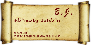 Bánszky Jolán névjegykártya