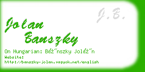 jolan banszky business card